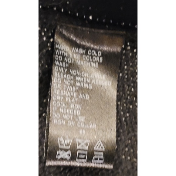 Studio Joy Sweater Cardigan Women M Black Beaded Christmas Trees Faux Fur Collar - Picture 5 of 11